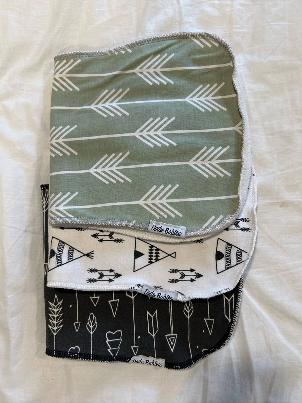 Target Kids Arrow & Teepee Burp Cloth Trio - Sage, White, Black